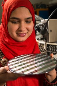 Farah Fahim develops 3-D integrated circuits for particle detectors. Photo: Reidar Hahn